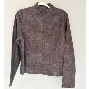 Peruvian Connection Tapa Cloth Zip Front Jacket Size 10